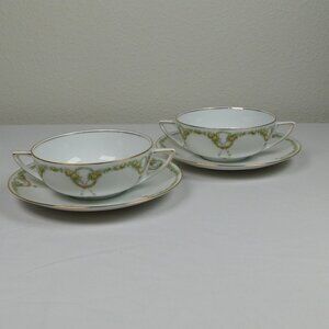 Rosenthal Donatello Briar Rose Fine China Flat Cream Soup Bowl & Saucer Set Vtg